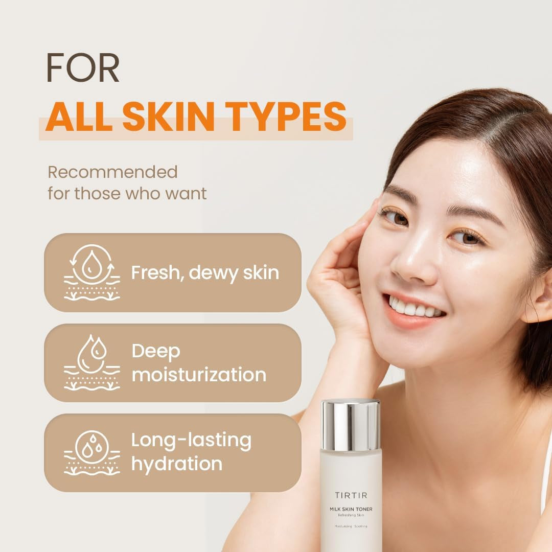 Milk Skin Rice Toner - Intensive Hydrating Facial Toner with Niacinamide, Ceramide, and Rice Bran Extract, Vegan Korean Skincare, 150ml / 5.07 fl. oz.