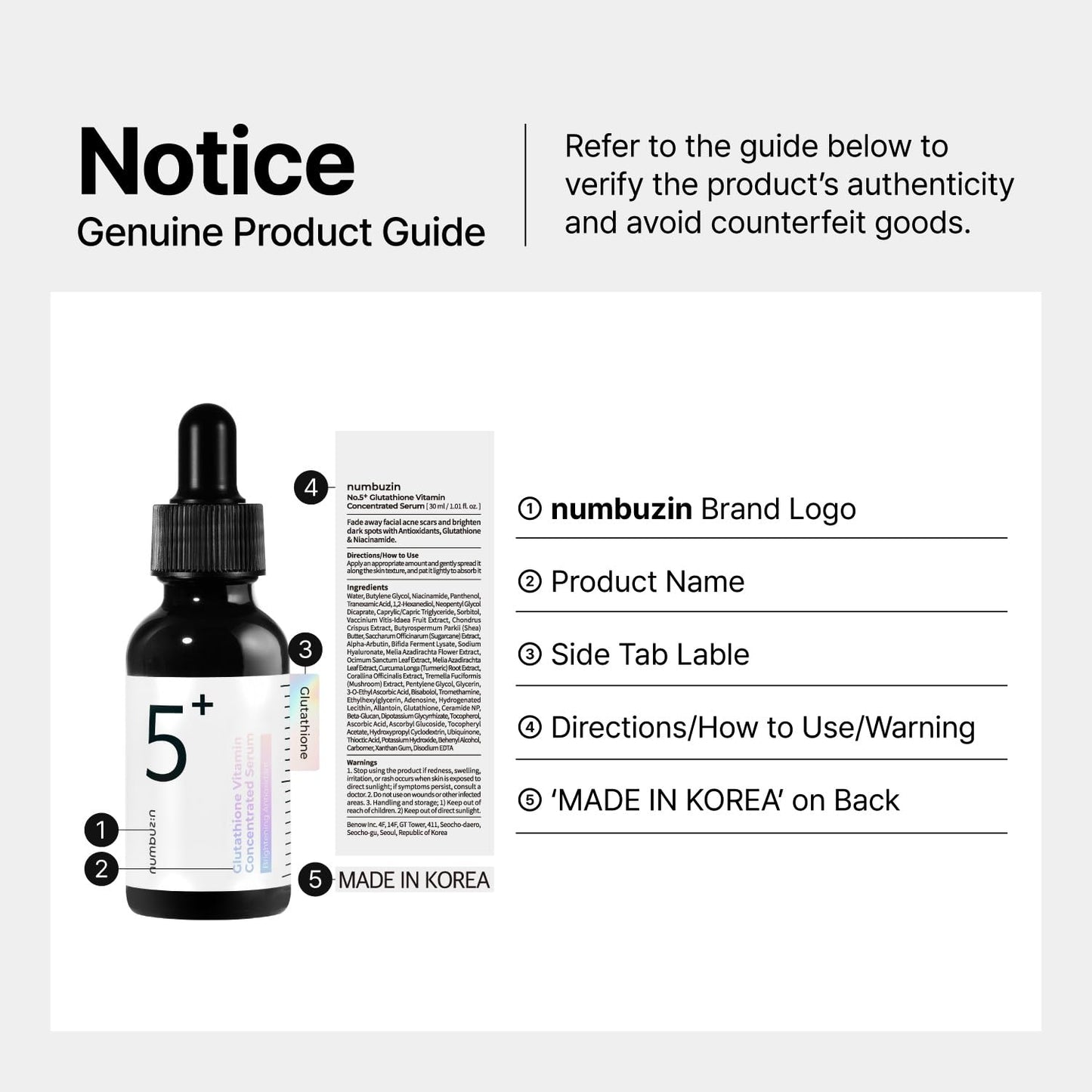 Say goodbye to dark spots! 🌟 Discover our No.5 Concentrated Serum packed with Tranexamic Acid, Niacinamide, Glutathione, and Vitamin C—perfect for sensitive skin! ✨ 1.01 Fl. Oz. of radiance awaits!