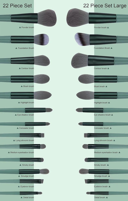 Get Glam with Our 22-Piece Green Makeup Brush Set! Perfect for Flawless Foundation & Stunning Eyeshadow Looks! 🌟💄✨