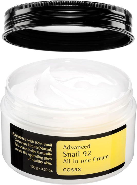 Snail Mucin 92% Moisturizing Cream - 3.52 Oz Lightweight Hydrating Formula for Radiant Skin, Korean Skincare Solution