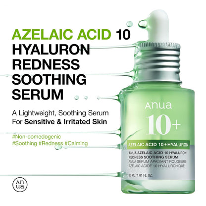 Soothing Serum for Sensitive Skin: Azelaic Acid 10% & Hyaluronic Acid with Niacinamide - Vegan Korean Skincare! 🌿💧 #SkincareGoals #SensitiveSkin