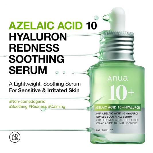 Soothing Serum for Sensitive Skin: Azelaic Acid 10% & Hyaluronic Acid with Niacinamide - Vegan Korean Skincare! 🌿💧 #SkincareGoals #SensitiveSkin