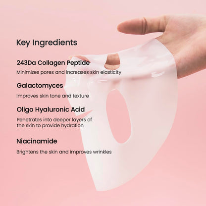 Bio-Collagen Deep Hydrating Overnight Hydrogel Mask - Pore Minimizing and Elasticity Enhancing, 34g x 4 Packs