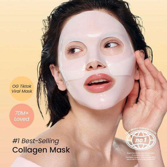 Bio-Collagen Deep Hydrating Overnight Hydrogel Mask - Pore Minimizing and Elasticity Enhancing, 34g x 4 Packs