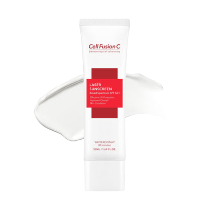 Laser Sunscreen SPF 50 - Lightweight, Non-Greasy Korean Sunscreen for Sensitive and Acne-Prone Skin with Ceramide and Collagen, Water Resistant, 50ml / 1.69 fl. oz.