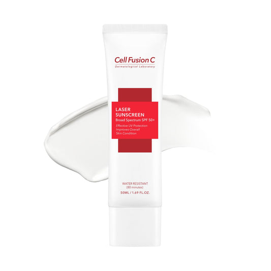 Laser Sunscreen SPF 50 - Lightweight, Non-Greasy Korean Sunscreen for Sensitive and Acne-Prone Skin with Ceramide and Collagen, Water Resistant, 50ml / 1.69 fl. oz.