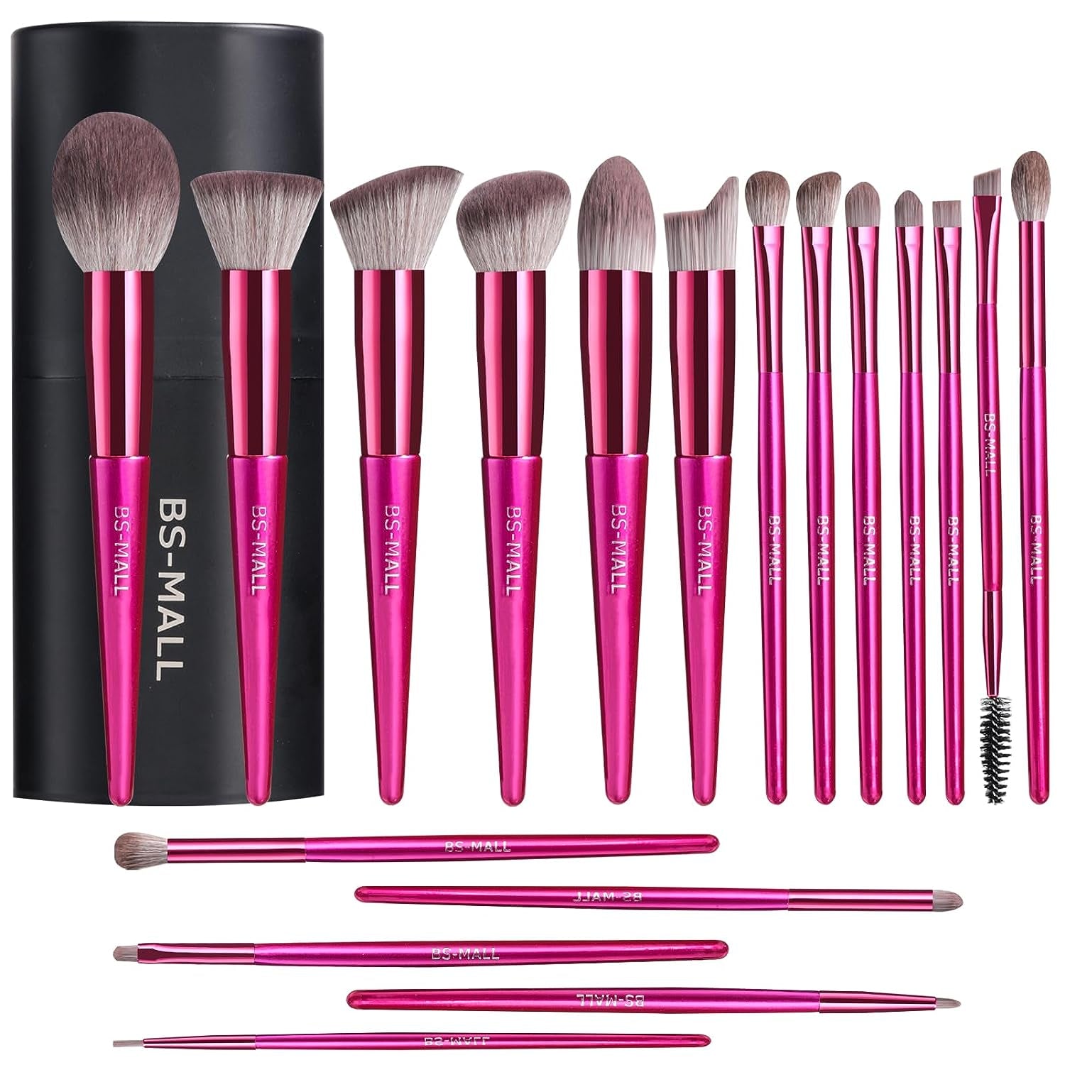 Premium 18-Piece Synthetic Makeup Brush Set with Black Case for Foundation, Powder, Concealers, Eye Shadows, and Blush