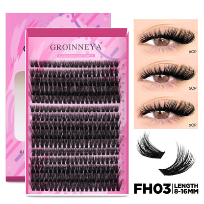 DIY Individual Lash Extension Kit - Complete Set with Cluster Mix Eyelashes, Lash Bond, and Seal for At-Home Application